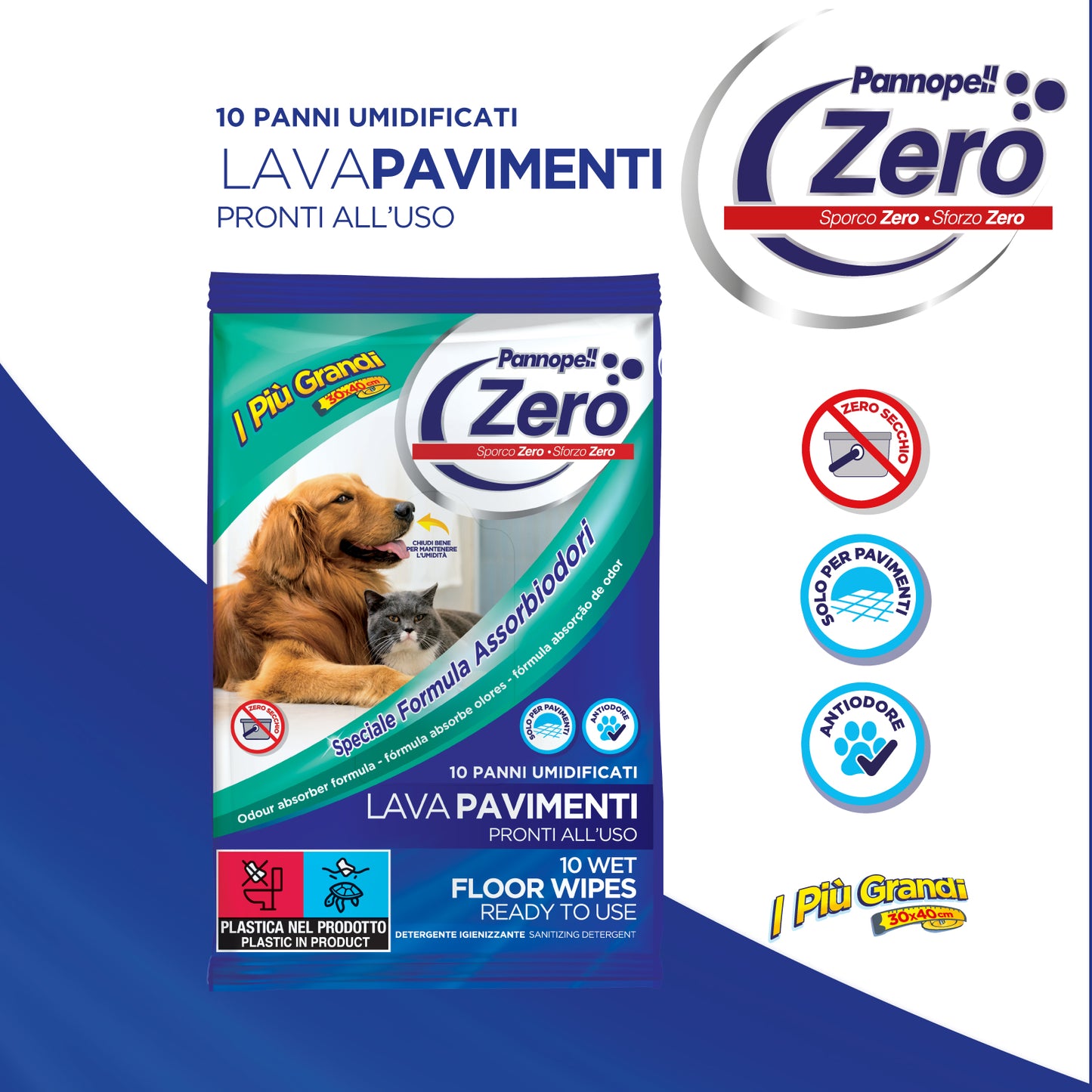 Pannopell Lavapavimenti con Formula Assorbiodori- Speciale Pet