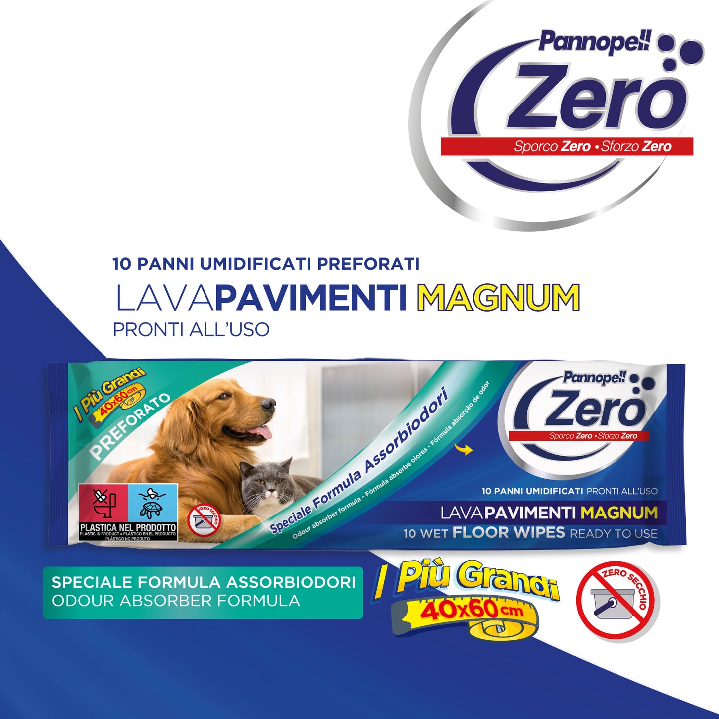 Pannopell Lavapavimenti MAGNUM PREFORATO CON FORMULA ASSORBIODORI - 40x60 cm
