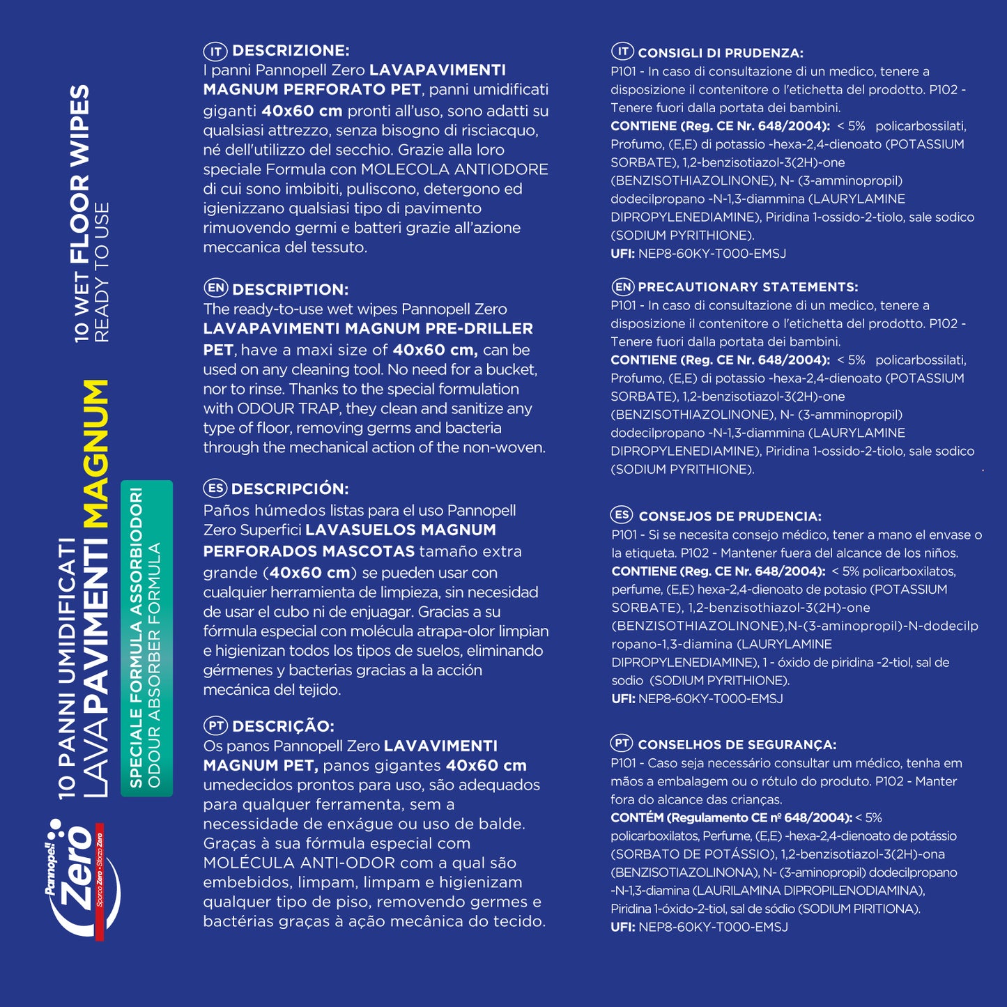 Pannopell Lavapavimenti MAGNUM PREFORATO CON FORMULA ASSORBIODORI - 40x60 cm