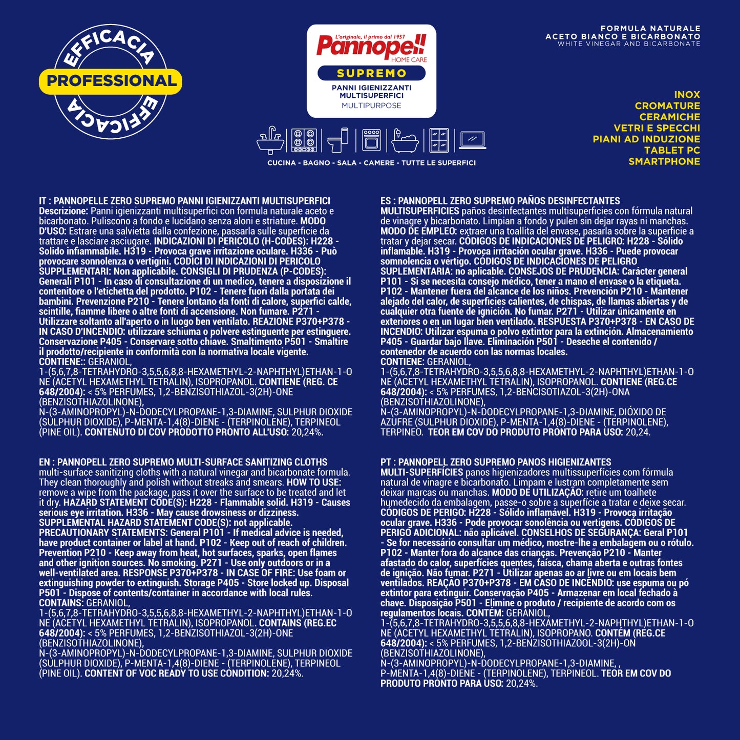 PANNOPELL SUPREMO - 100 PANNI IMBEVUTI IGIENIZZANTI PRONTI ALL'USO