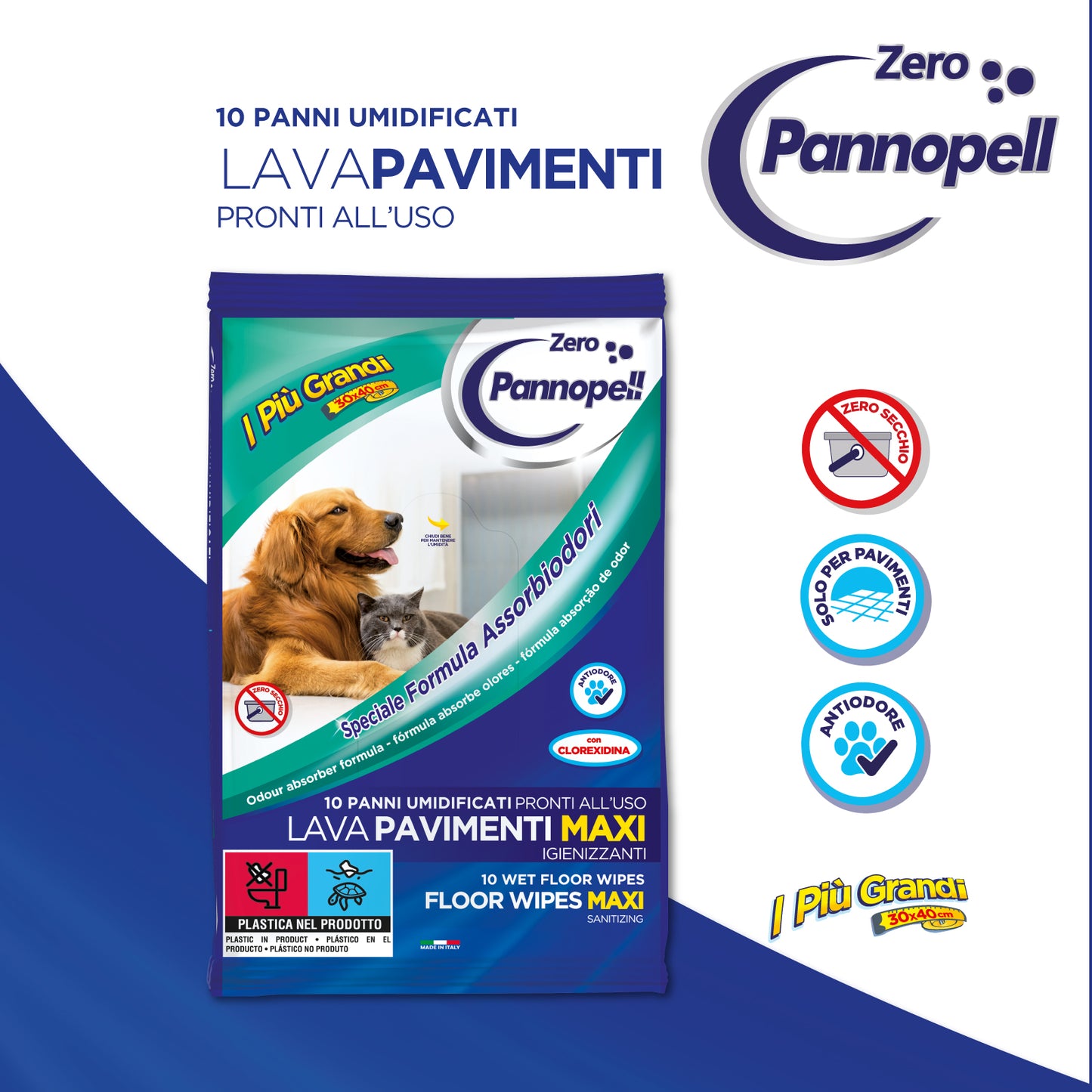 Pannopell Lavapavimenti MAXI con Formula Assorbiodori- Speciale Pet
