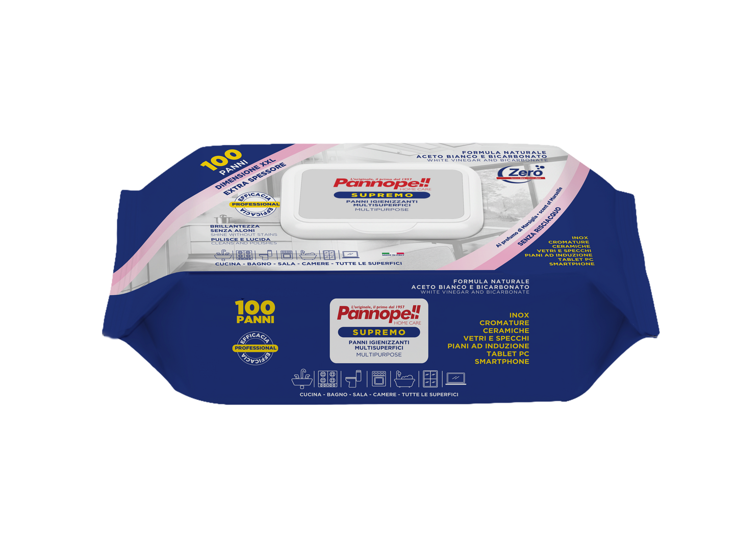 PANNOPELL SUPREMO - 100 PANNI IMBEVUTI IGIENIZZANTI PRONTI ALL'USO