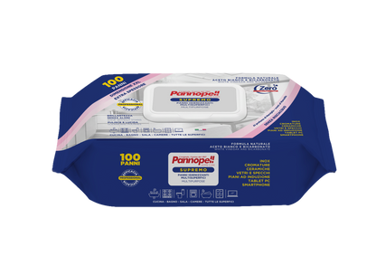PANNOPELL SUPREMO - 100 PANNI IMBEVUTI IGIENIZZANTI PRONTI ALL'USO