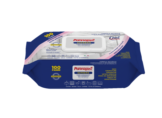 PANNOPELL SUPREMO - 100 PANNI IMBEVUTI IGIENIZZANTI PRONTI ALL'USO